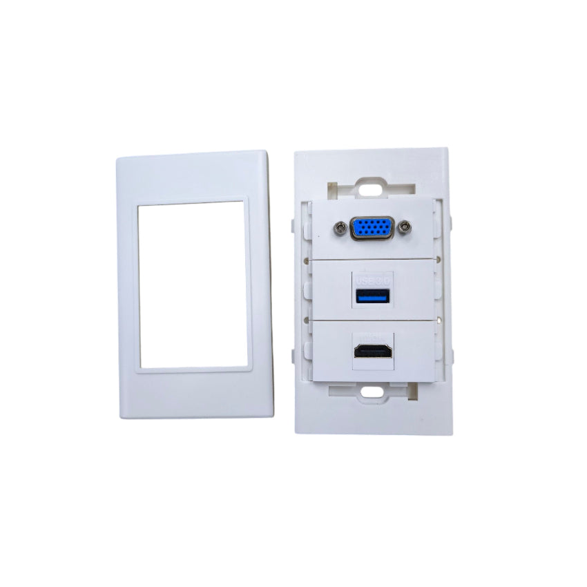 Grippes HDMI VGA USB wall outlet for easy connection of various devices in one panel