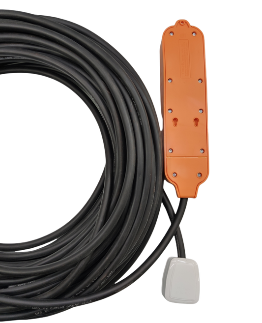 Omni and Phelps Dodge heavy duty extension cord 20 meters designed for outdoor and indoor use