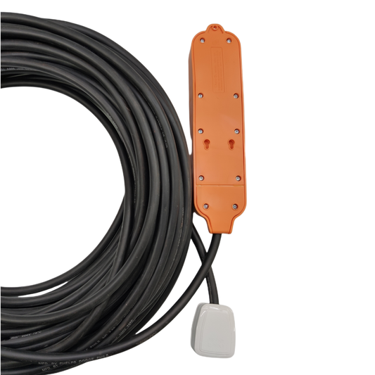 Omni and Phelps Dodge heavy duty extension cord 20 meters designed for outdoor and indoor use