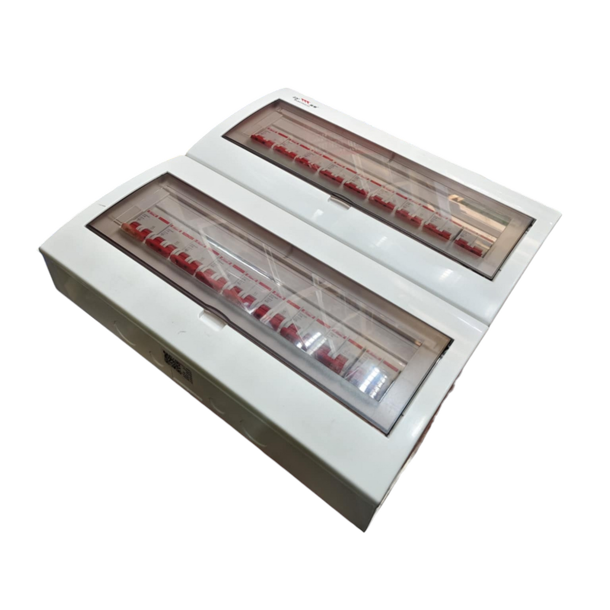 Himel 17 branch 2 pole circuit breaker white dual row distribution board with transparent cover and red switches