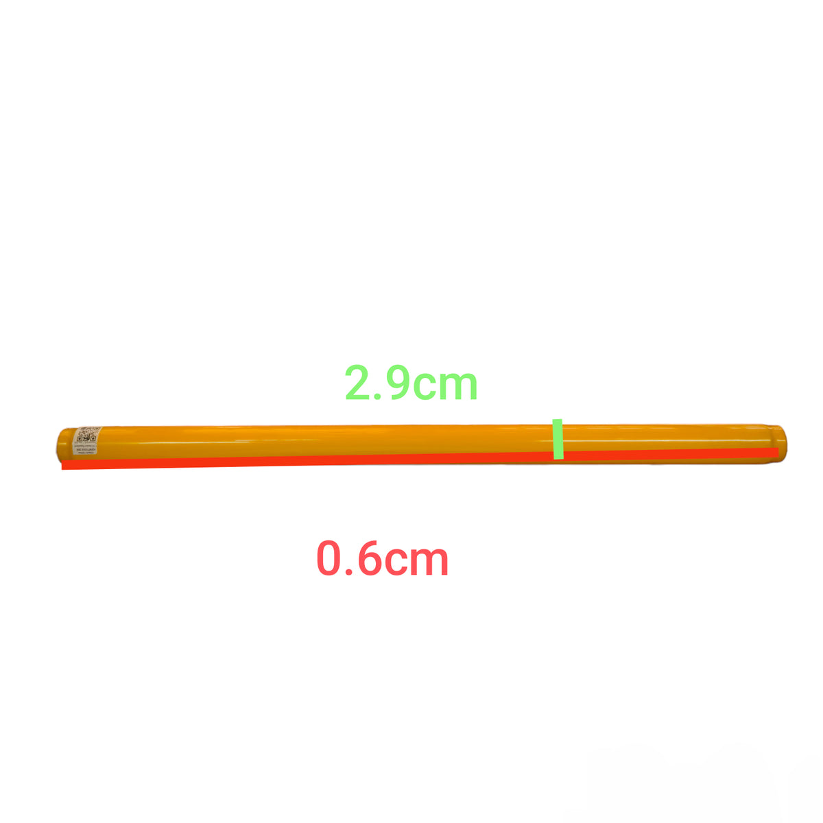 Hitachi 20W T10 Fluorescent Tube in orange with dimensions 2.9 cm length and 0.6 cm diameter