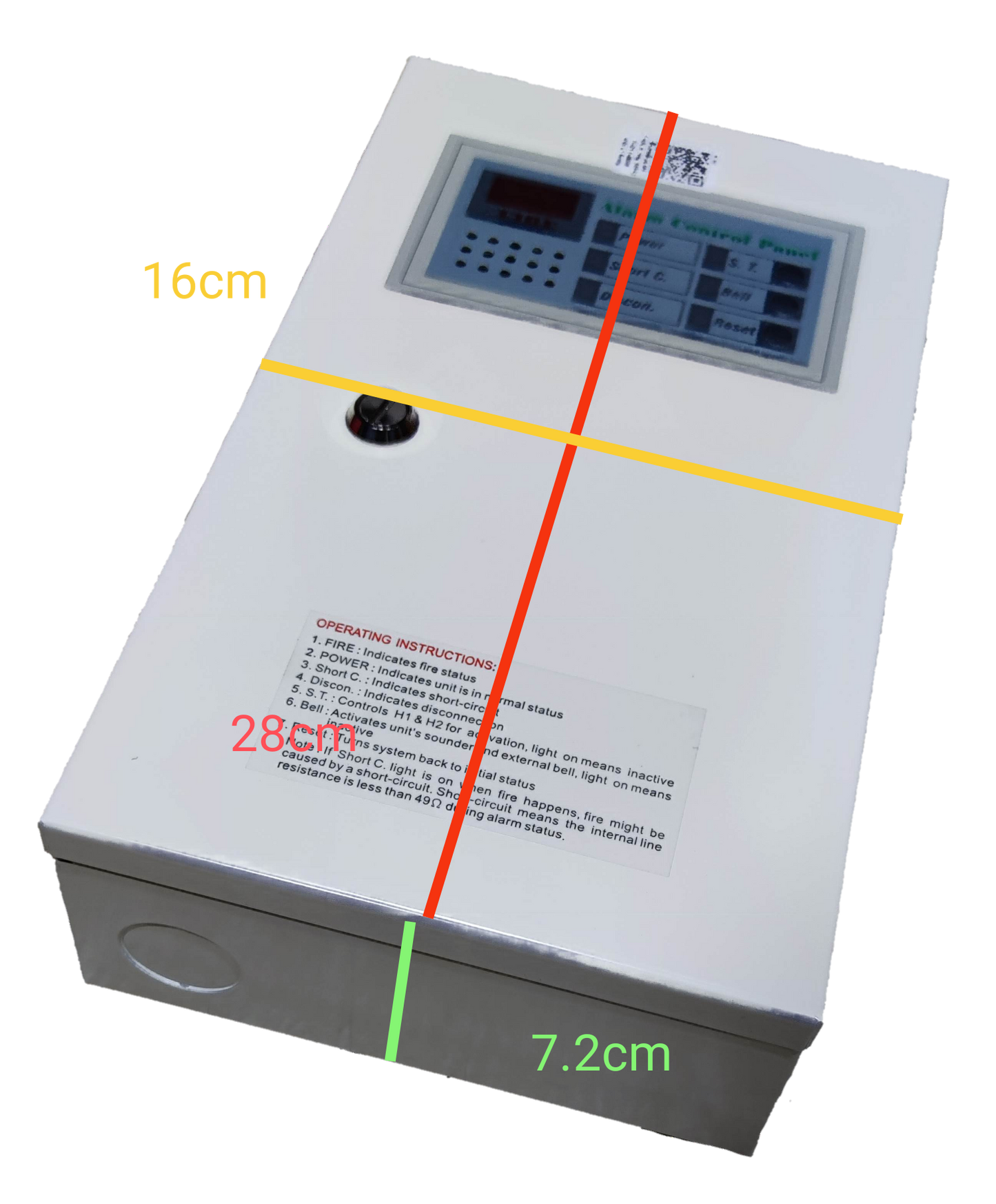Horing Lih 1 Zone Fire Control Panel in white with digital display and control buttons