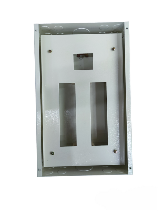 White metal electrical enclosure with three rectangular cutouts and knockouts 10 Branches Box for MCB with 125A Main