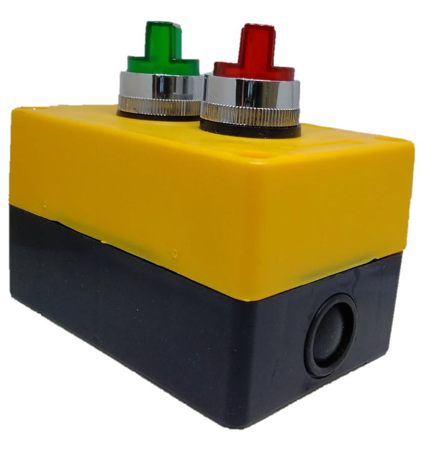 Auspicious illuminated selector switch 22mm with red and green push buttons in yellow and black casing