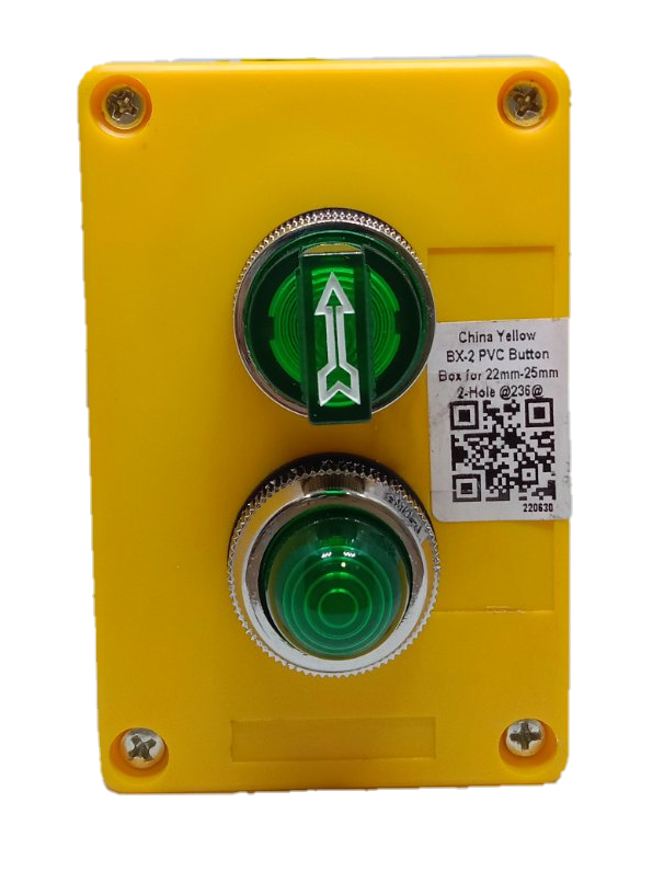 Auspicious illuminated selector switch green with yellow BX-2 PVC button box for power control