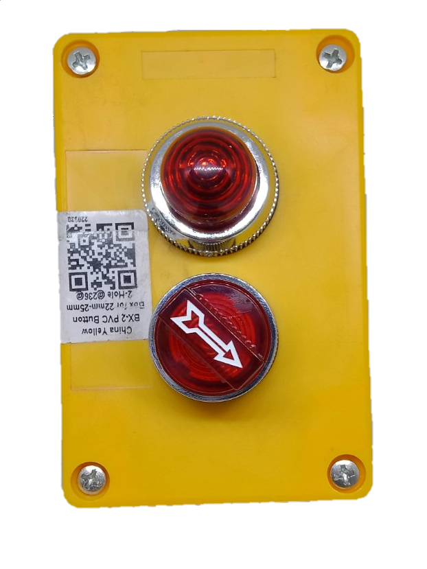 Auspicious illuminated selector switch with red indicator lights on a yellow mounting panel
