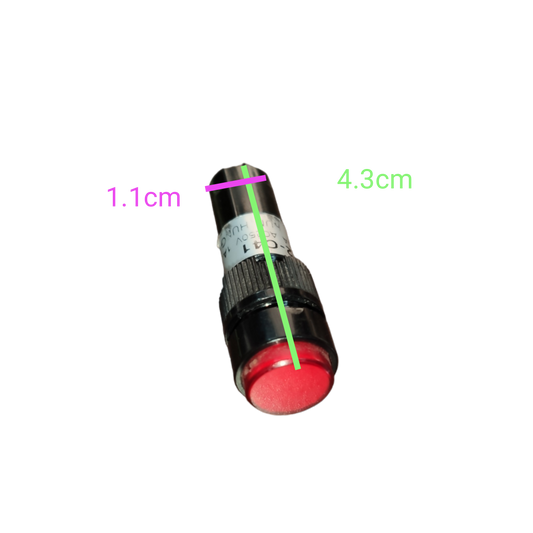 Koino Indicator Push Button Switch 10mm with red button and black casing for power points and switches
