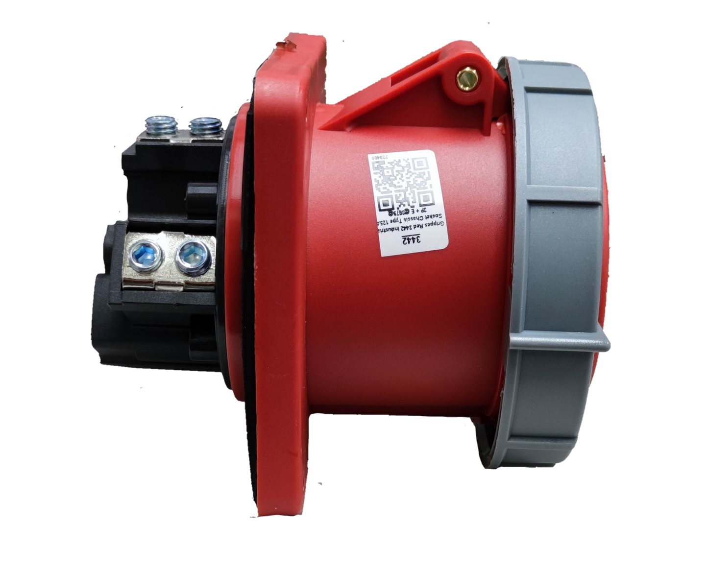 Grippes 3 phase 220V electrical industrial socket in red and gray for heavy-duty electrical connections
