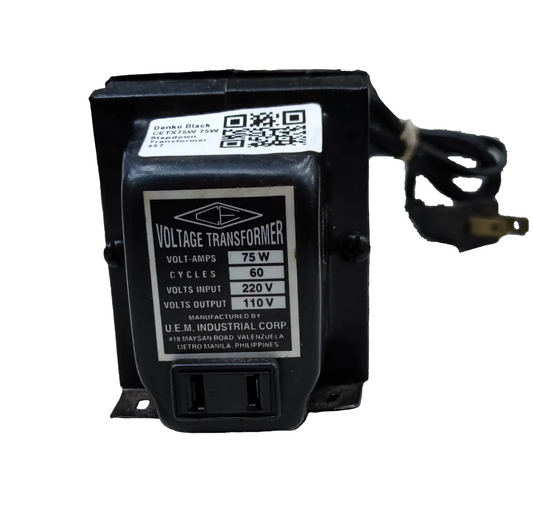 CE 75W step down transformer 220V to 110V voltage transformer with power plug and black casing