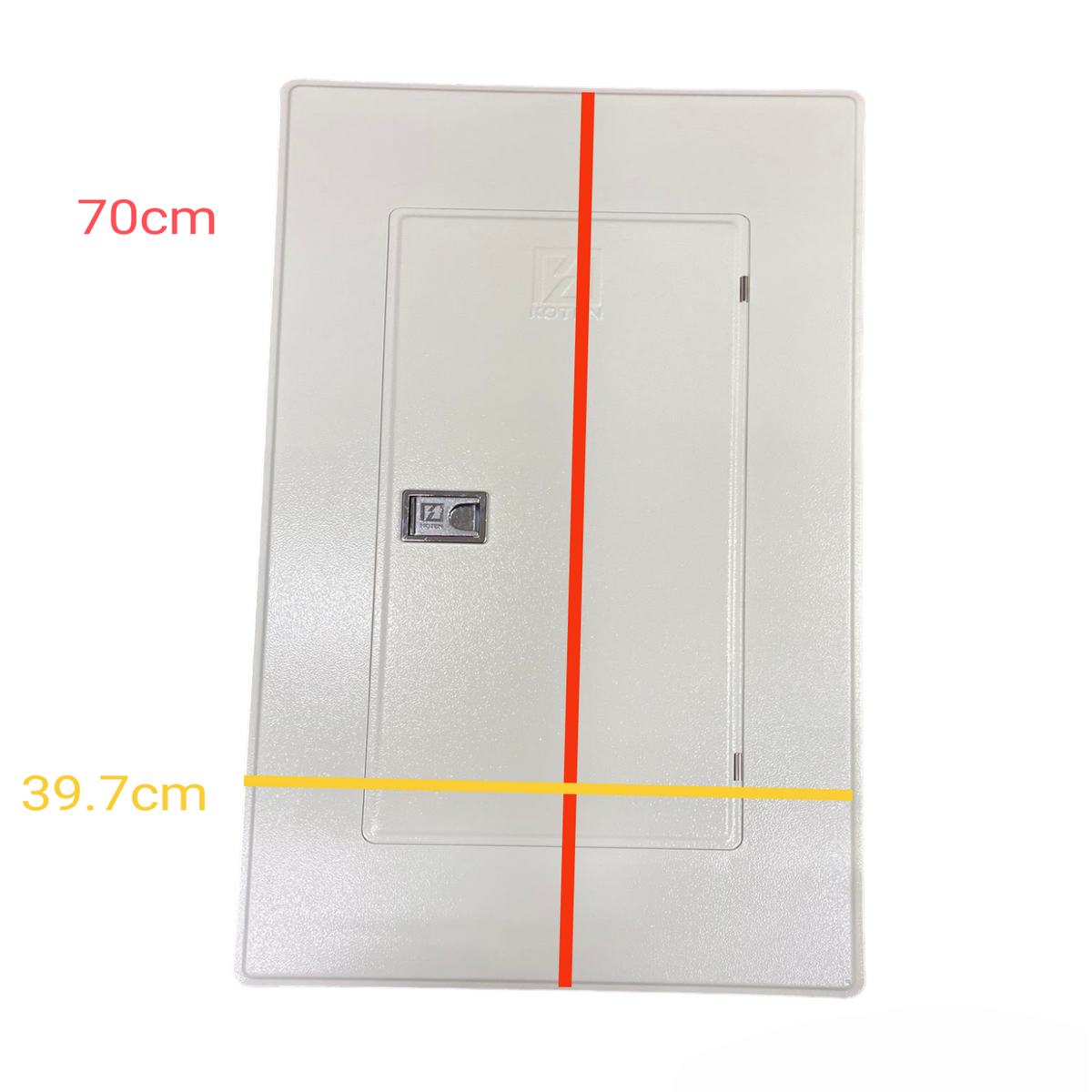 Koten white electrical distribution board panel with small access door 70 cm by 39 cm 8 Branches 2P 250A Main Bolt On