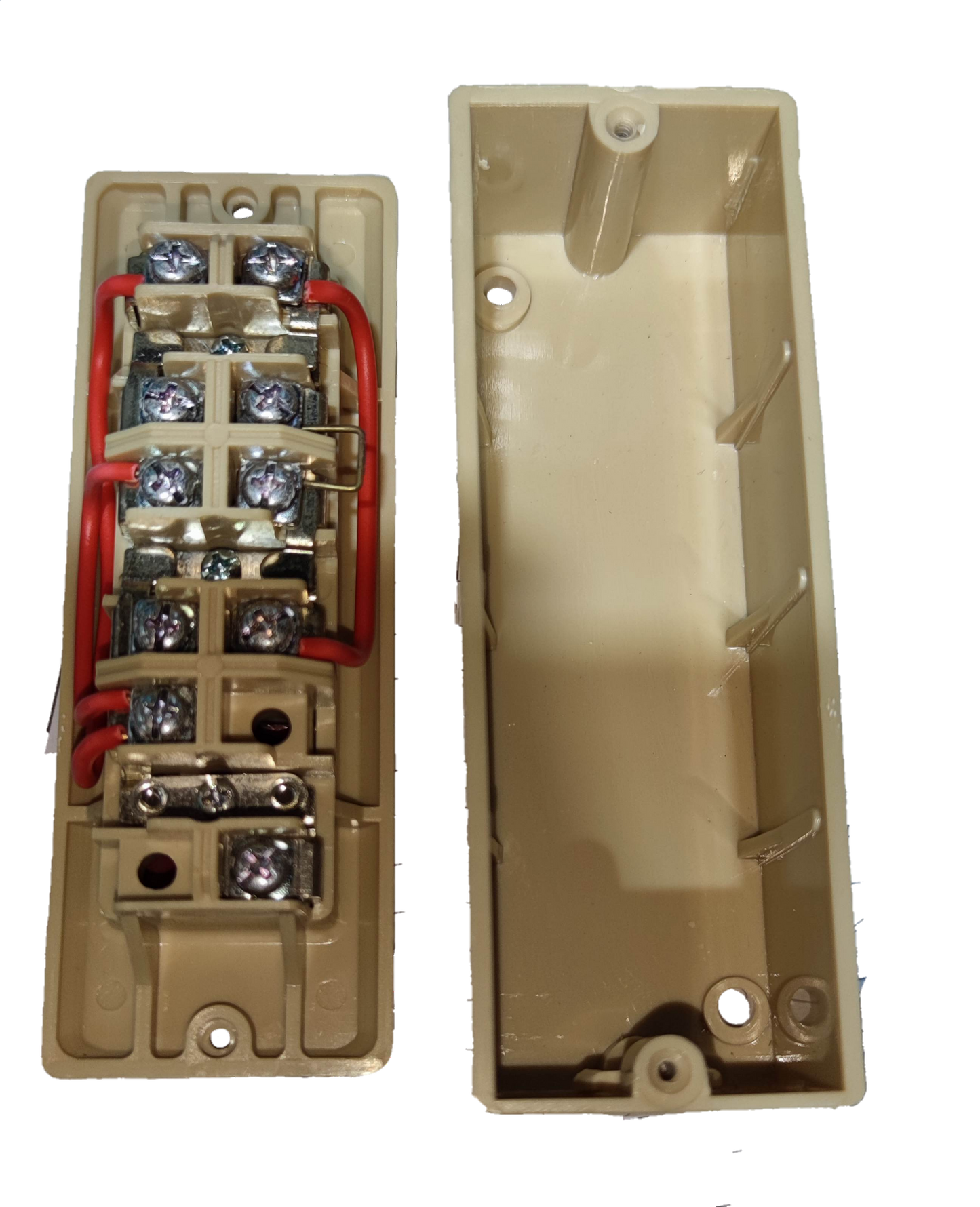 Auspicious industrial push button switch base and cover with wiring and screw terminals shown separately