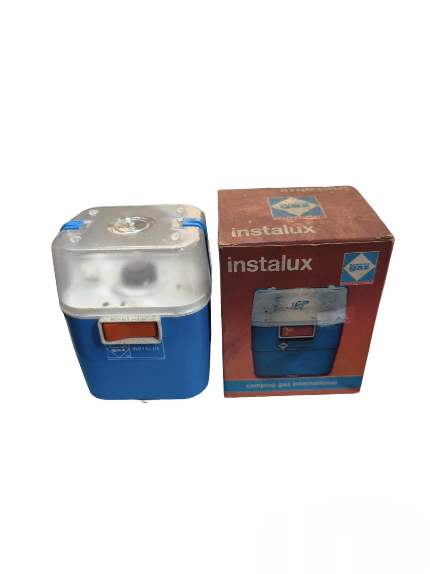 Instalux Camping Gas International Vintage blue lantern with original packaging box