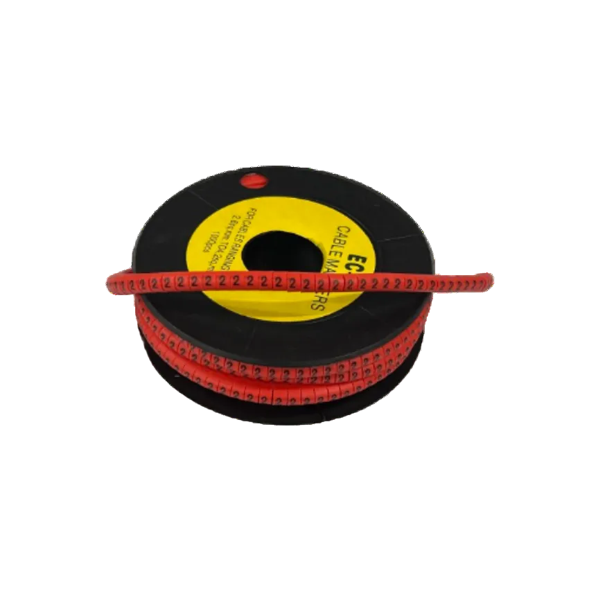 Grippes 2 Cable Marker Red roll on black spool with repeated number 2 markers for cable labeling and organization