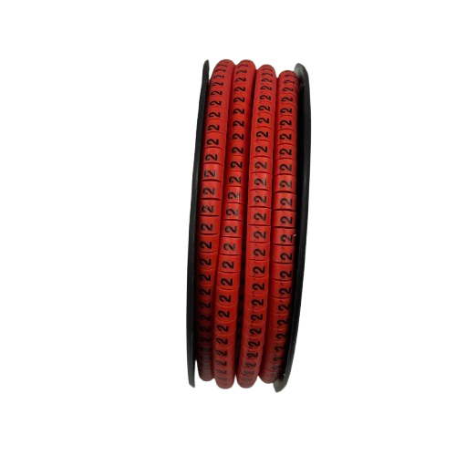 Grippes 2 Cable Marker Red spool of red numeric cable identifiers labeled 2 for cable management