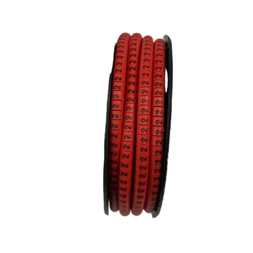 Grippes 2 Cable Marker Red spool of red numeric cable identifiers labeled 2 for cable management