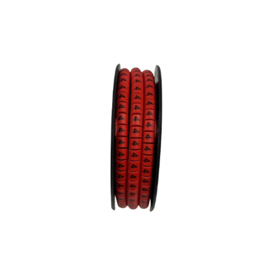 500pcs Cable Marker Red - 4 organized in a reel for efficient cable management and labeling