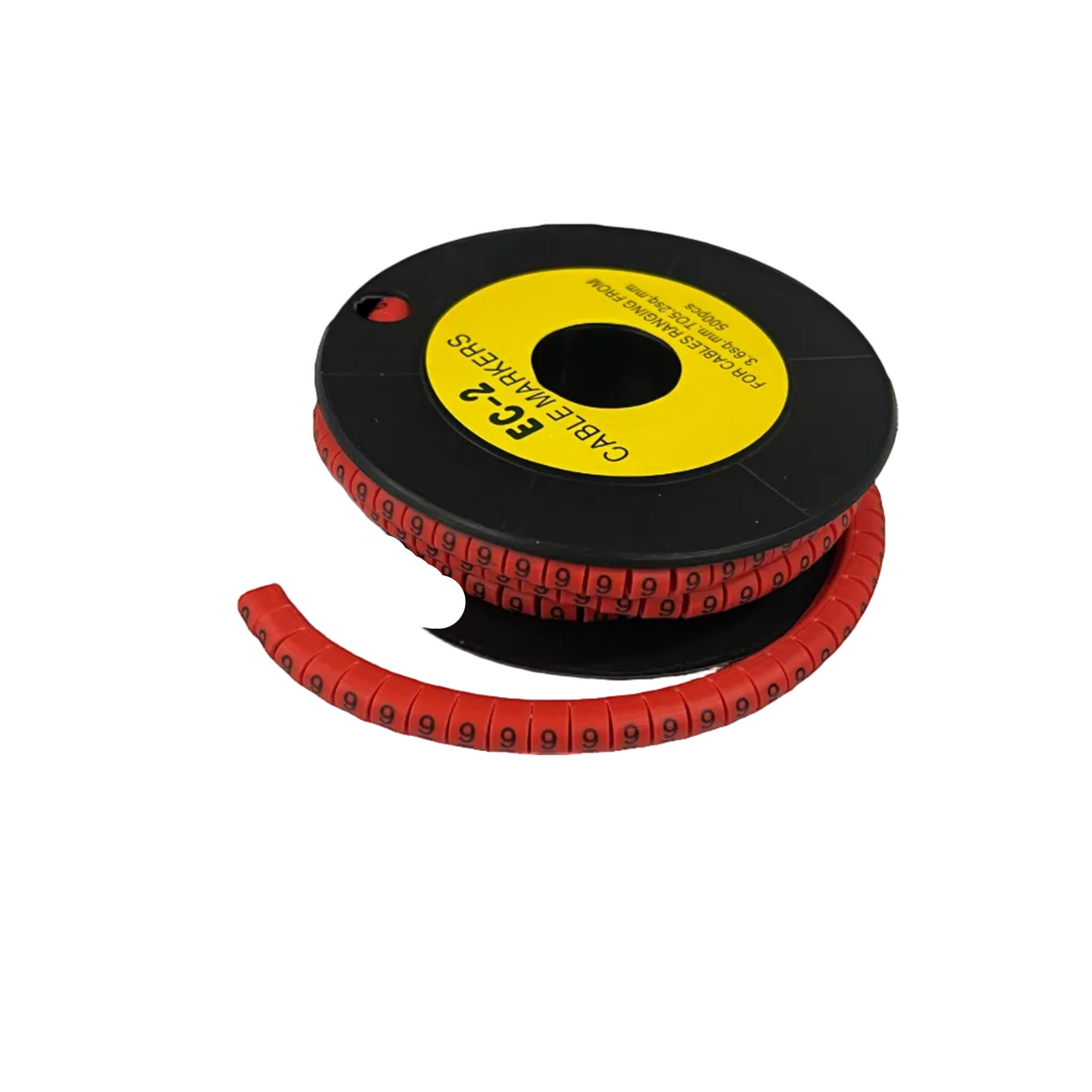 500pcs Cable Marker Red - 9 on a spool for organized cable management and easy identification