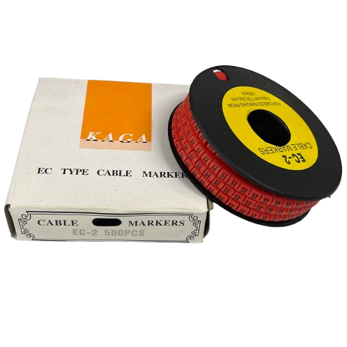 500pcs Cable Marker Red - H on a spool with a white box for organized cable management