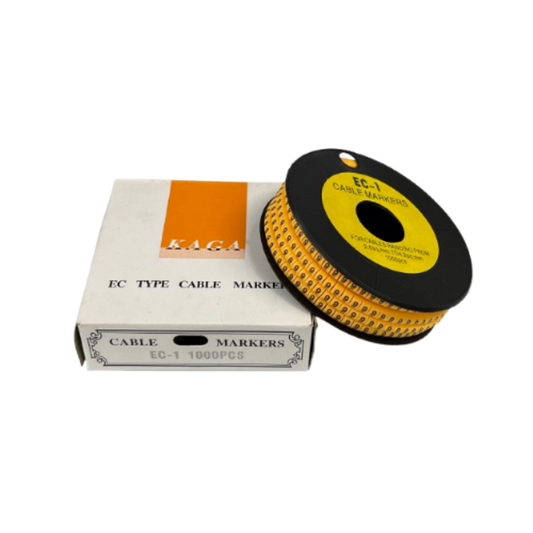 9 Marker 2.6mm to 4.2mm Yellow cable markers on spool with box EC1 1000pcs for wire labeling