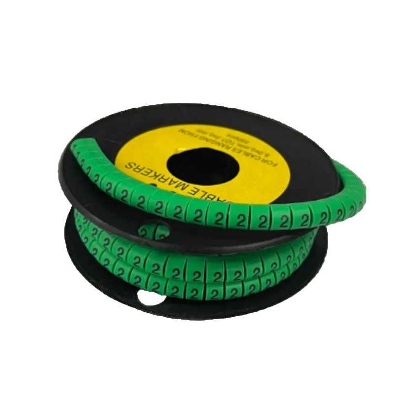 Spool of Cable Marker 2 Green numbered wire labels for cable management and easy circuit identification
