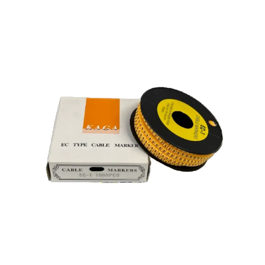 Cable Marker 3 Yellow spool of numeric cable markers on black reel with KAGA box EC 1 1000pcs from China