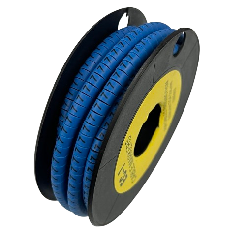 Spool of blue cable markers for wiring organization Cable "7" Marker 2.6mm to 4.2mm Blue