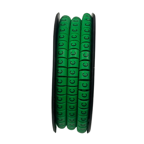 Spool of green cable markers with raised C icons Cable "C" Marker 5.0mm to 7.2mm for wire labeling