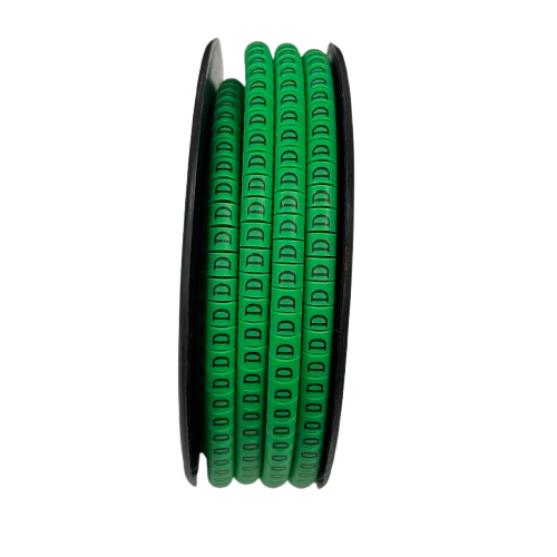 Grippes cable management spool of green Cable "D" Marker EC-1 Green strips with repeated D labels