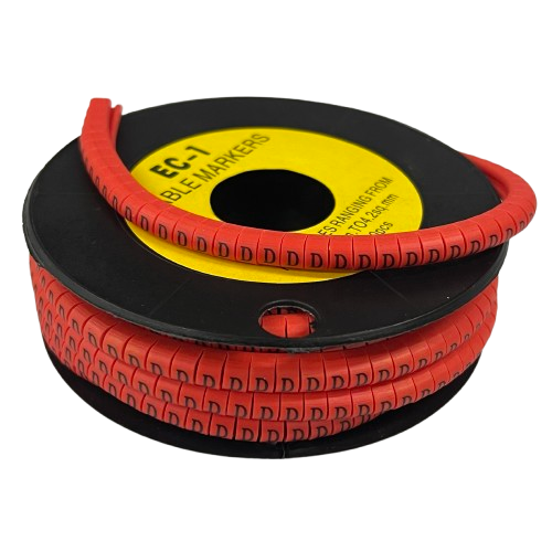 Grippes spool of Cable "D" Marker Red 2.6mm to 4.2mm lettered sleeves for organizing cables