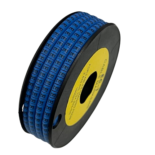 China cable management spool with Cable "E" Marker 2.6mm to 4.2mm Blue labeled sleeves on reel