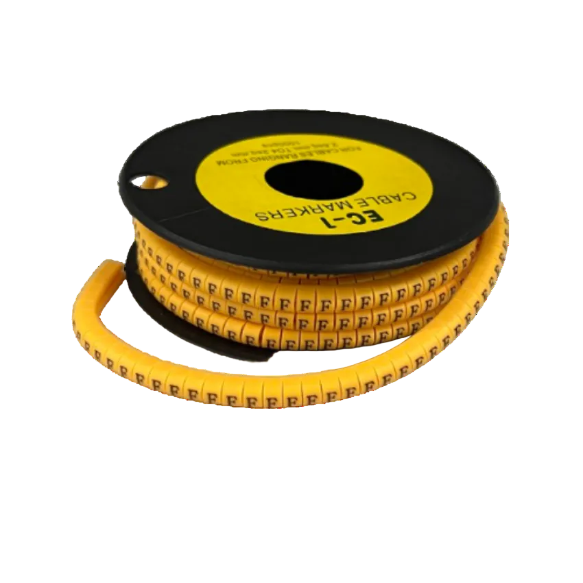 Spool of yellow Cable "F" Marker 2.6mm to 4.2mm Yellow labels on flexible tubing for wire identification
