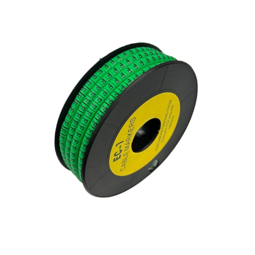 Grippes spool of green cable markers Cable "F" Marker EC-1 Green 2.6mm to 4.2mm for wire identification
