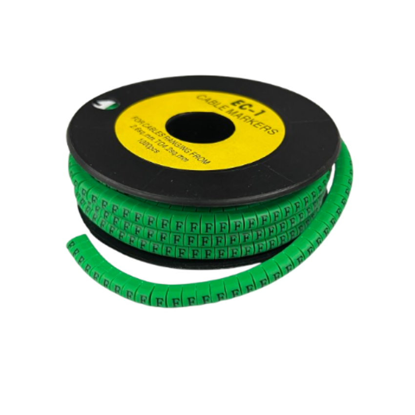 Grippes green spool of Cable "F" Marker EC-1 Green 2.6mm to 4.2mm segmented cable ID rings for small wires