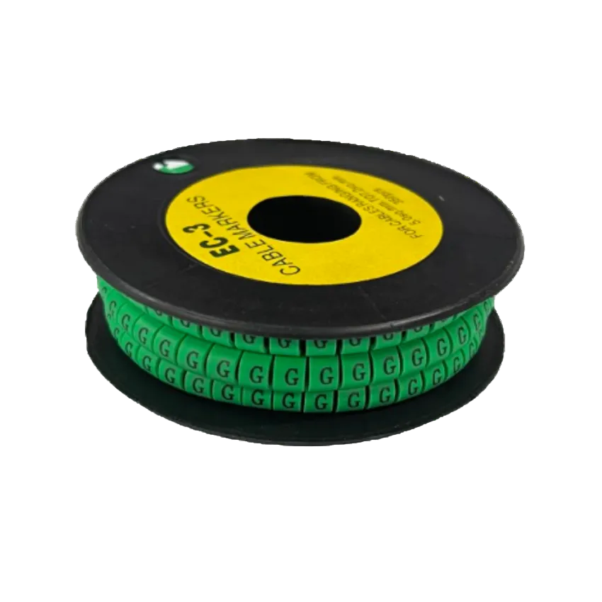 Spool of green Cable "G" Marker 5.0mm to 7.2mm snap-on cable markers for wire labeling