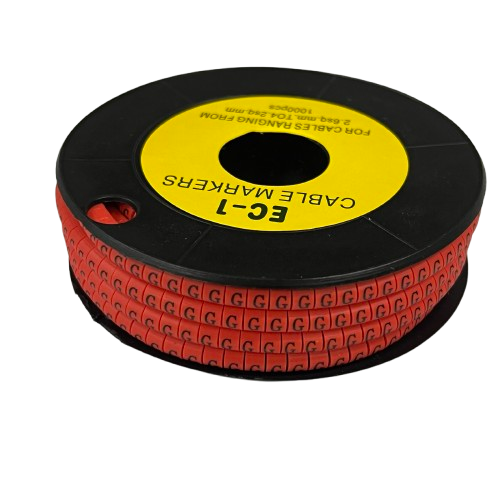 Grippes Cable "G" Marker Red 2.6mm to 4.2mm spool of red G cable markers for wire identification