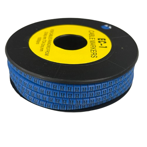 Spool of blue cable markers with H labels for wires Cable "H" Marker 2.6mm to 4.2mm Blue from China