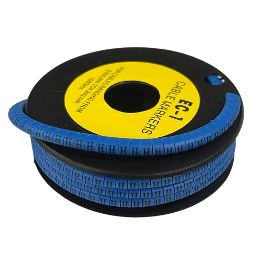 Reel of China cable management markers Cable "H" Marker 2.6mm to 4.2mm Blue for wire labeling and identification