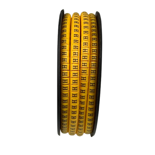 Spool of yellow Cable "H" Marker 2.6mm to 4.2mm labels on flexible sleeve for cable management
