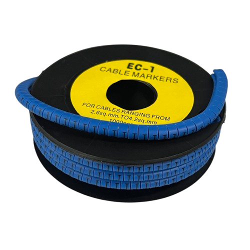 Spool of blue cable markers with numeric segments for identification Cable "J" Marker 2.6mm to 4.2mm Blue