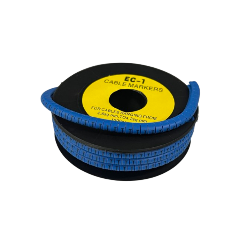 Spool of blue cable markers with numeric segments for identification Cable "J" Marker 2.6mm to 4.2mm Blue