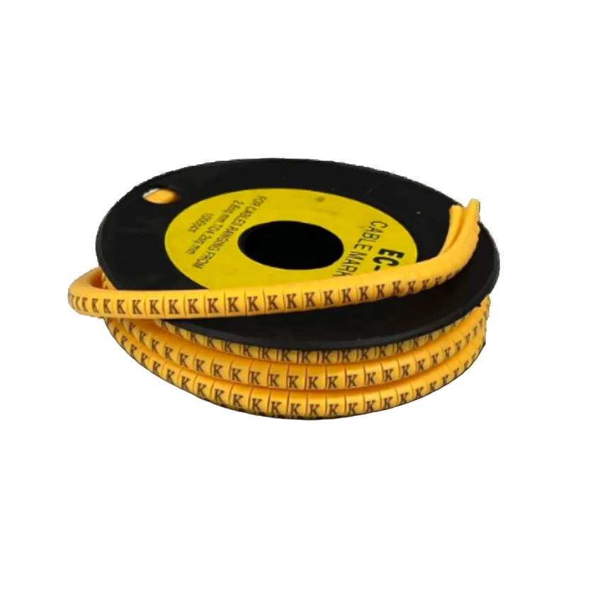 Spool of yellow Cable "K" Marker 2.6mm to 4.2mm Yellow labels for wire identification and cable management