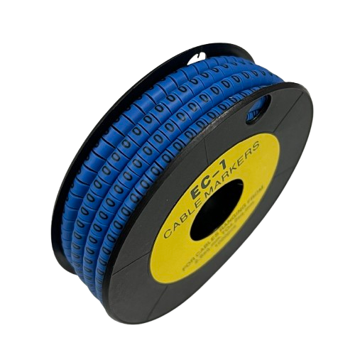 Cable Marker 0 Blue spool of numeric cable management rings for labeling wires and network cables