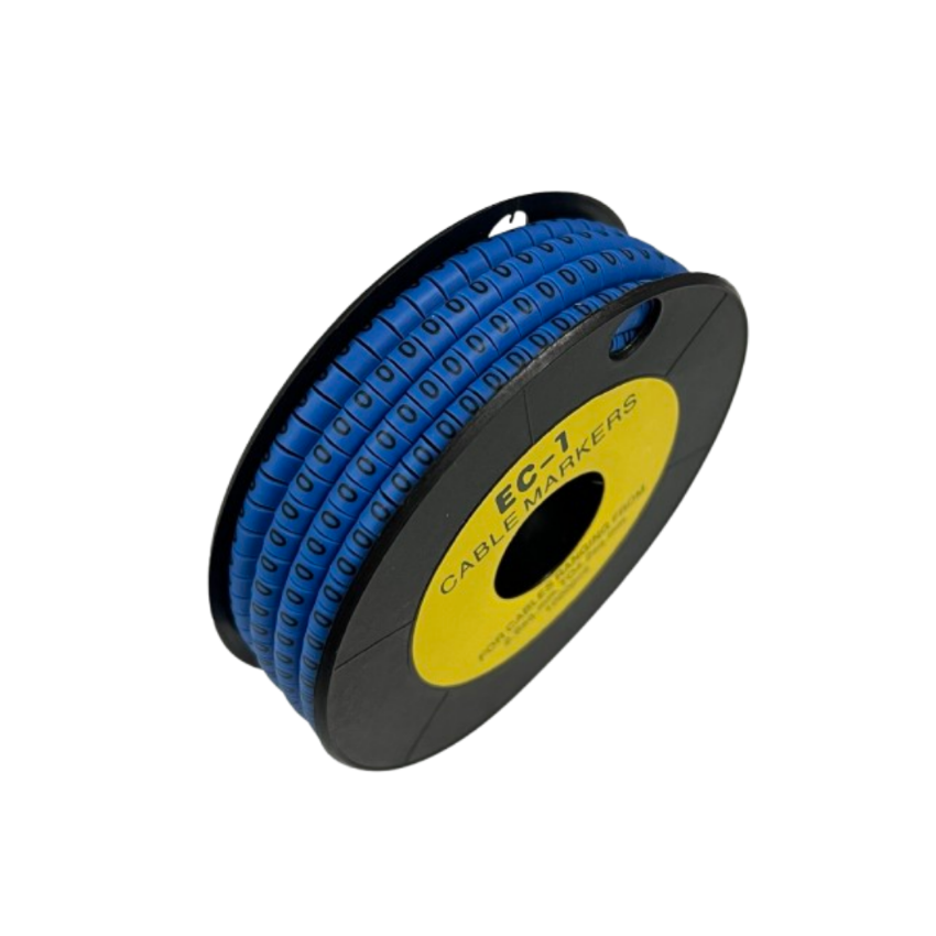 Cable Marker 0 Blue spool of numeric cable management rings for labeling wires and network cables