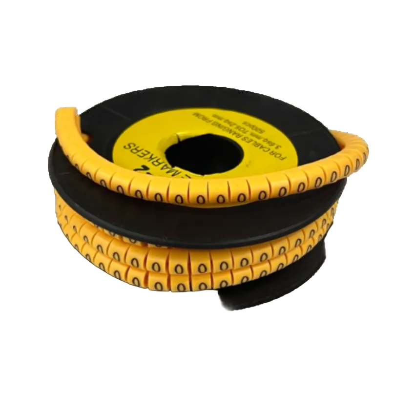 Grippes Cable Marker 0 - Yellow spool of snap on numeric cable markers for wire identification