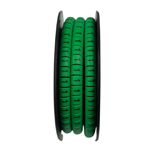Spool of green snap on wire labels Cable Marker 1 Green for cable management and identification