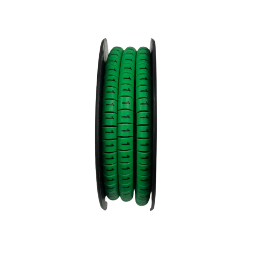 Spool of green snap on wire labels Cable Marker 1 Green for cable management and identification