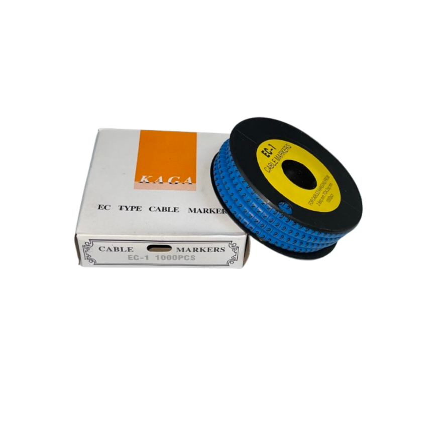 Cable Marker 2 Blue spool with white box EC type cable markers 1000pcs made in China for cable management