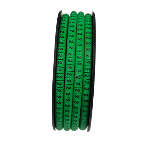 Grippes Cable Marker 2 Green spool of flexible plastic markers labeled 2 for cable management and organization