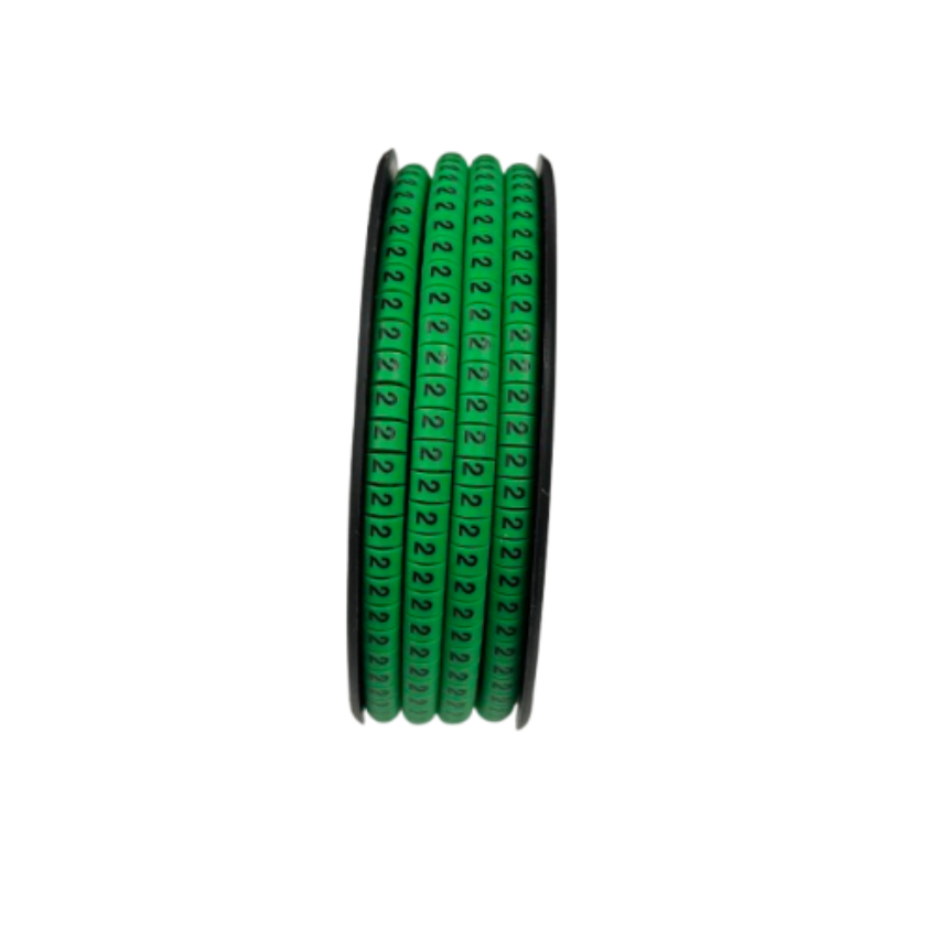 Grippes Cable Marker 2 Green spool of flexible plastic markers labeled 2 for cable management and organization