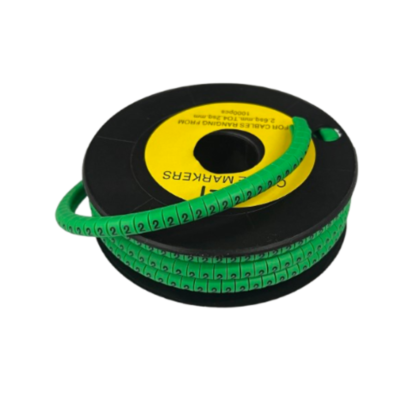 Grippes Cable Marker 2 Green roll of segmented numeric markers on spool for cable identification and organization
